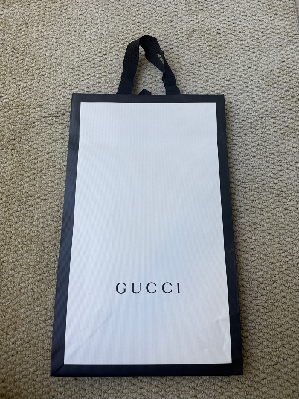 Gucci White and Black Branded Shopping Tote Bag